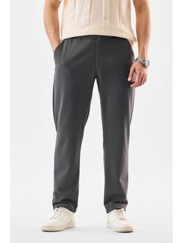 Snitch - Charcoal Grey Solid Relaxed Casual Trouser for Men