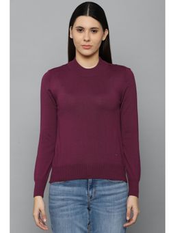 Allen Solly - Women Purple Solid Stylized Neck Casual Sweater