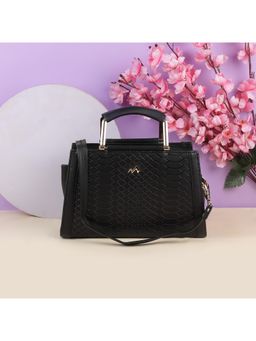 Metro - Textured PVC Black Casual Satchel Bag