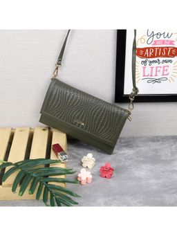 Metro - Textured Faux Leather Green Casual Sling Bag