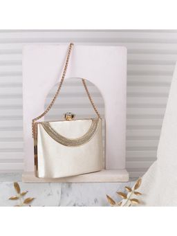 Metro - Solid Fabric Gold Party Clutch