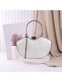 Mochi - Textured PVC Silver Party Clutch