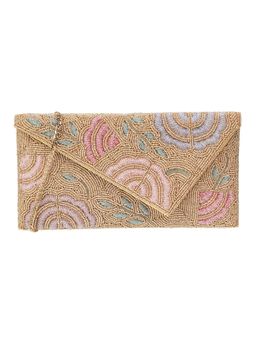 Metro - Embellished Leather Gold Wedding Clutch