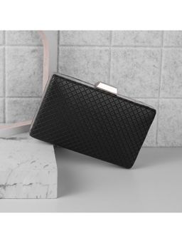 Metro - Textured Faux Leather Black Party Wallet