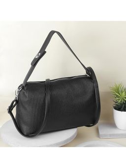 Metro - Textured PU Black Casual Sling Bag