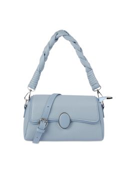 Mochi - Solid PU Blue Casual Handbag with Detachable Strap