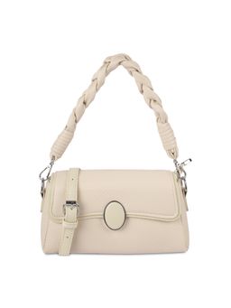 Mochi - Solid PU Off White Casual Handbag with Detachable Strap