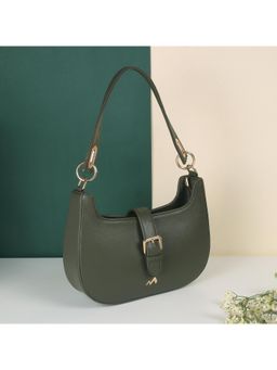 Metro - Solid PVC Green Casual Handbag