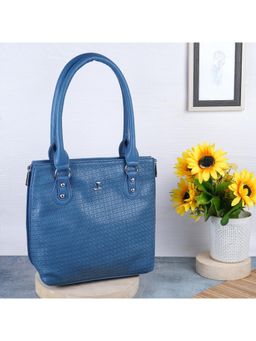 Mochi - Printed PVC Blue Casual Tote Bag
