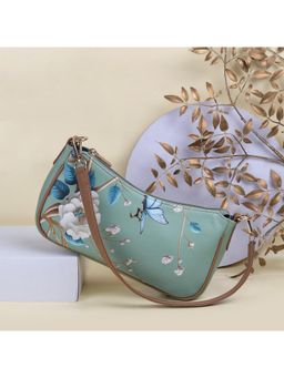 Mochi - Floral Faux Leather Green Casual Sling Bag