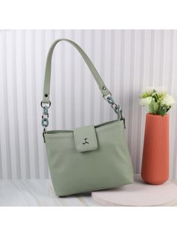 Mochi - Solid PU Green Casual Handbag
