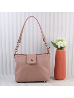 Mochi - Solid PU Pink Casual Handbag
