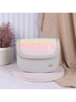 Metro - Printed PVC Grey Casual Sling Bag