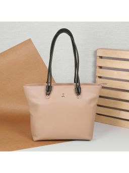 Mochi - Solid PVC Beige Casual Tote Bag