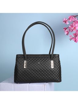Mochi - Textured PVC Black Casual Handbag