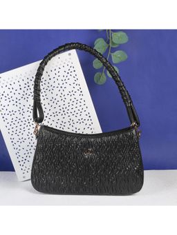 Mochi - Textured PVC Black Casual Handbag