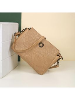 Metro - Textured PVC Beige Casual Sling Bag