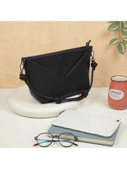 Metro - Solid PVC Black Casual Tote Bag