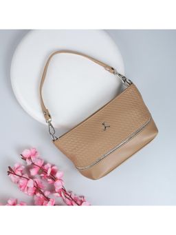 Mochi - Textured PVC Beige Casual Handbag