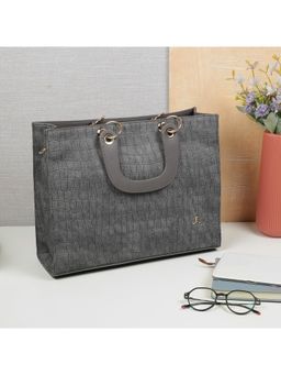Mochi - Textured PVC Grey Casual Tote Bag