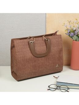 Mochi - Textured PVC Tan Casual Tote Bag