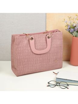 Mochi - Textured PVC Pink Casual Tote Bag
