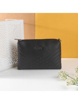 Metro - Textured PVC Black Casual Sling Bag
