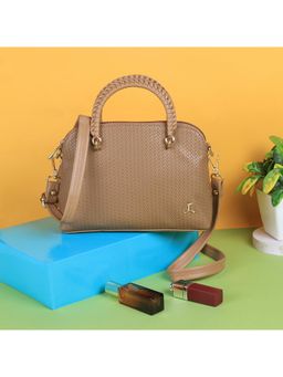Mochi - Self Design PU Brown Casual Satchel Bag