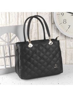 Mochi - Textured PVC Black Casual Handbag