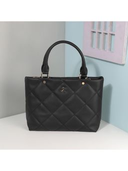 Mochi - Textured PVC Black Casual Handbag