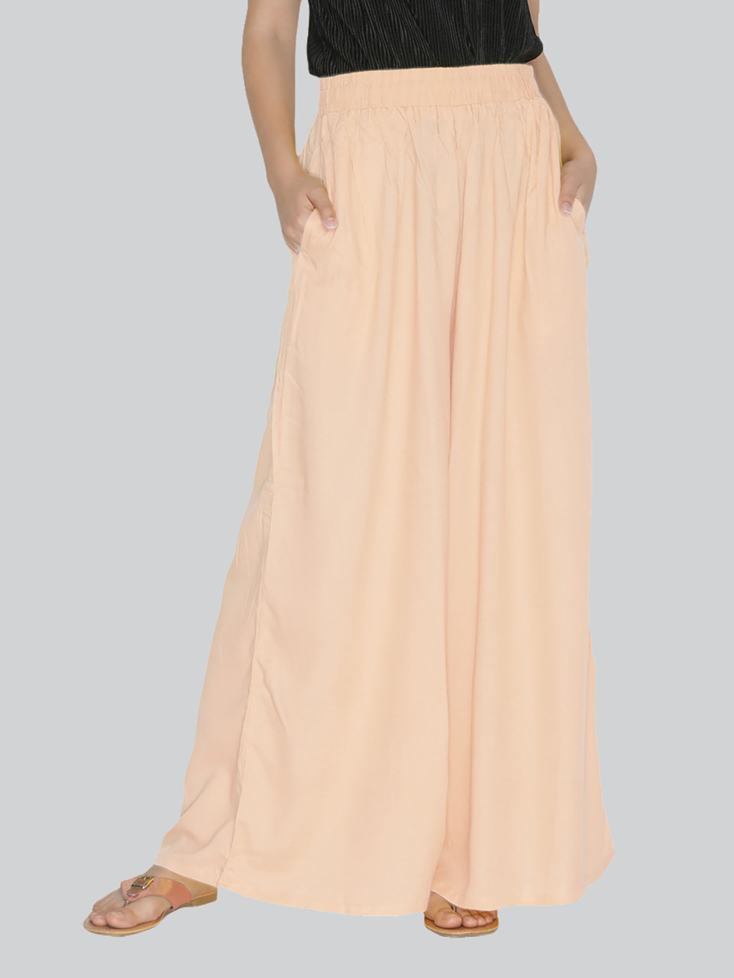 lyra Women Rayon Solid Palazzo Pink-picture-33