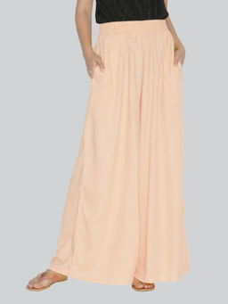 Lyra - Women Rayon Solid Palazzo Pink
