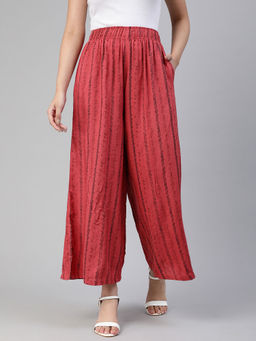 Lyra - Women Rayon Printed Palazzo Red