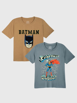 Napchief - Bat Man and Super Man T-Shirt (Pack Of 2)