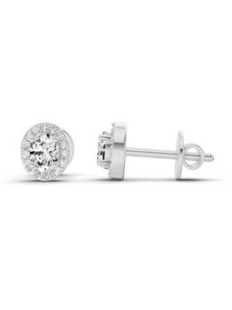 Sparkles - 14K White Gold Lab Grown Diamond 0.59 Carat Oval Halo Stud Earrings for Women