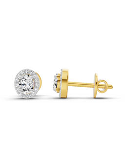 Sparkles - 14K Yellow Gold Lab Grown Diamond 0.59 Carat Oval Halo Stud Earrings for Women