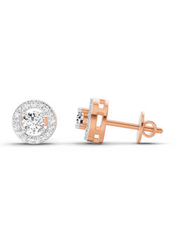 Sparkles - 14K Rose Gold Lab Grown Diamond 1.03 Carat Round Halo Stud Earrings for Women