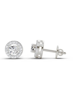 Sparkles - 14K White Gold Lab Grown Diamond 1.03 Carat Round Halo Stud Earrings for Women