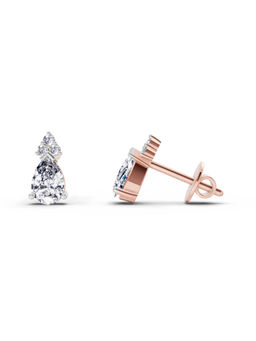 Sparkles - 14K Rose Gold Lab Grown Diamond 0.75 Carat Pear Stud Earrings for Women