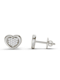 Sparkles - 14K White Gold Lab Grown Diamond 0.08 Carat Heart Shape Earrings for Women