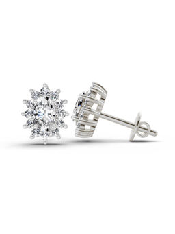 Sparkles - 14K White Gold Lab Grown Diamond 0.69 Carat Oval Halo Stud Earrings for Women