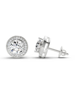 Sparkles - 14K White Gold Lab Grown Diamond 1.39 Carat Round Halo Stud Earrings for Women