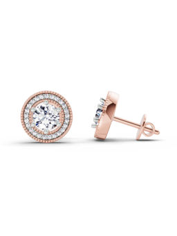 Sparkles - 14K Rose Gold Lab Grown Diamond 1.40 Ct Round Shape Earrings for Women