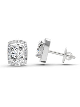 Sparkles - 14K White Gold Lab Grown Diamond 1.22 Ct Oval Shape Earrings for Women