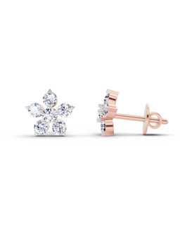 Sparkles - 14K Rose Gold Lab Grown Diamond 0.55 Carat Floral Stud Earrings for Women
