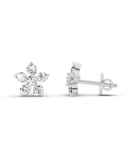 Sparkles - 14K White Gold Lab Grown Diamond 0.55 Carat Floral Stud Earrings for Women