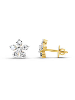 Sparkles - 14K Yellow Gold Lab Grown Diamond 0.55 Carat Floral Stud Earrings for Women