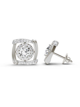Sparkles - 14K White Gold Lab Grown Diamond 1.48 Carat Round Halo Stud Earrings for Women