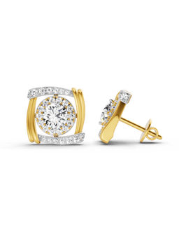 Sparkles - 14K Yellow Gold Lab Grown Diamond 1.48 Carat Round Halo Stud Earrings for Women