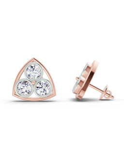 Sparkles - 14K Rose Gold Lab Grown Diamond 2.28 Carat Triangular Stud Earrings for Women